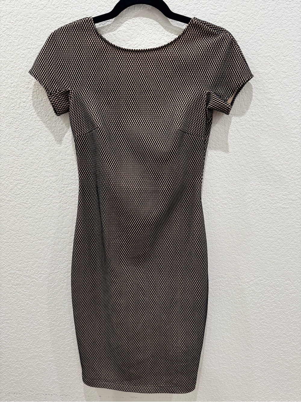Wolford Womens Black Nude Geometric Stretch Knit Bodycon Sheath Dress No Size 8?